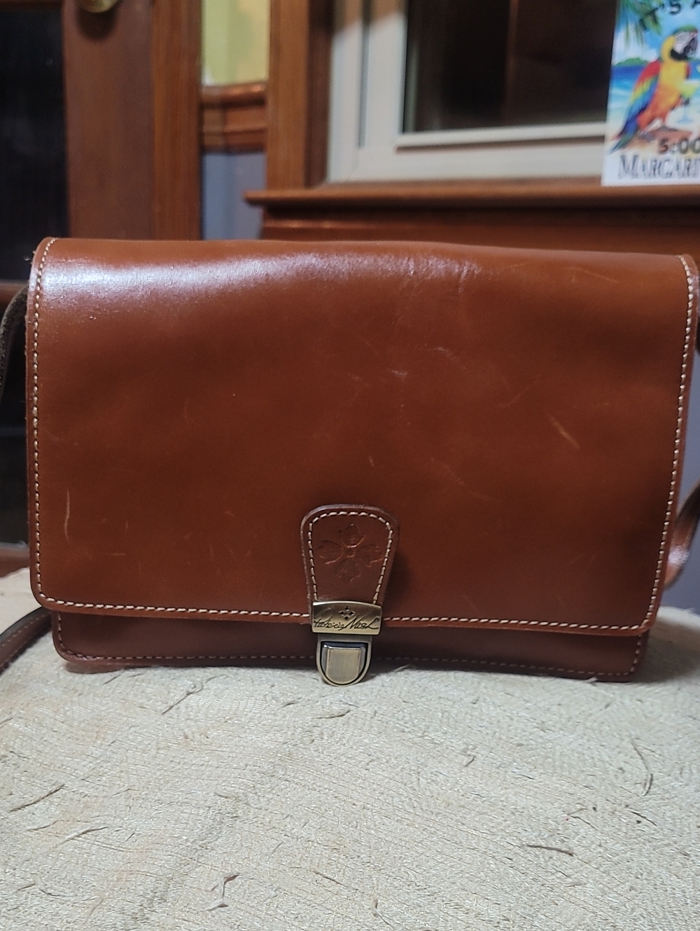 Patricia Nash Cognac Leather Crossbody Satchel